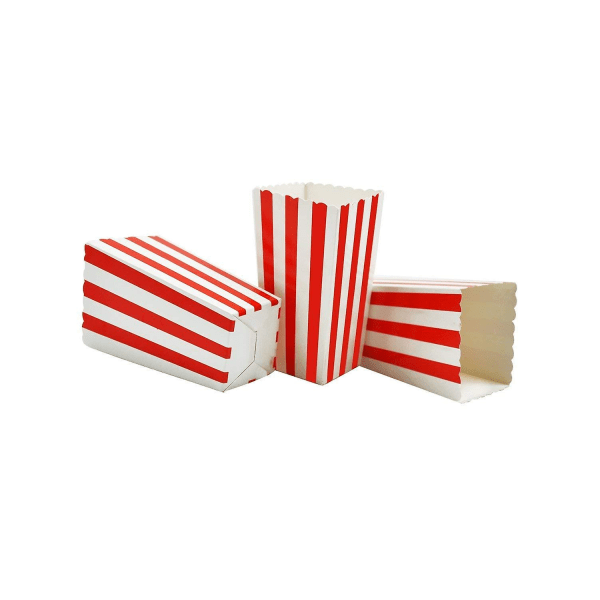 50 st randigt papper popcorn lådor godisbehållare i kartong