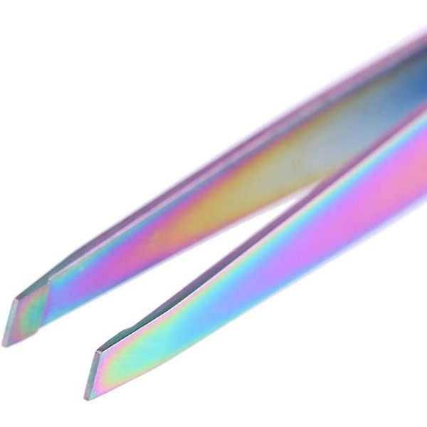 Galaxy Rainbow Rostfritt stål Pincett for øyebryn med sned spets Ansiktshårborttagning Pincett