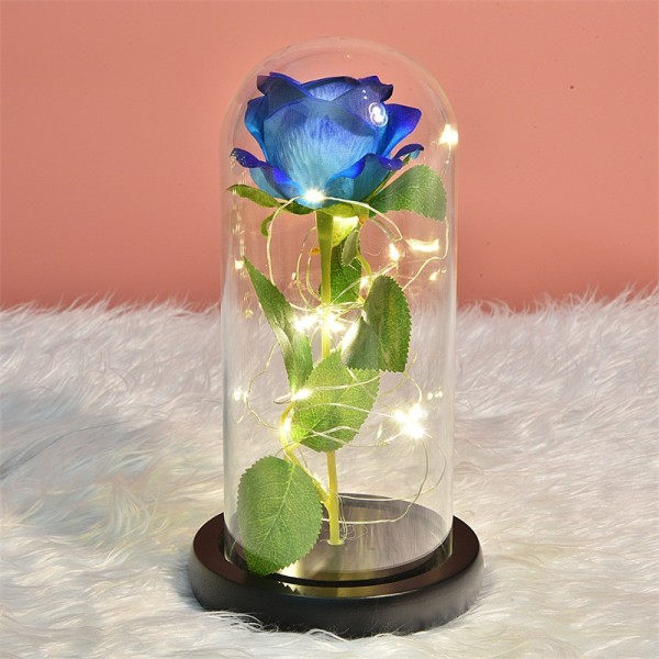 Konserverte blomsterkuppel Simulert Rose LED-lys Valentinsdaggave
