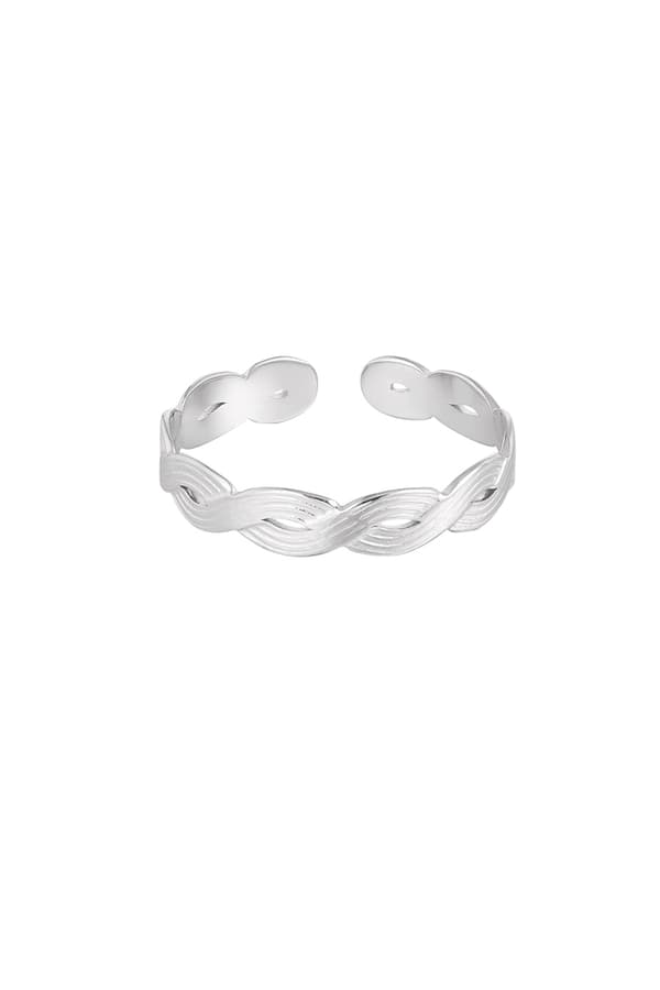 Ring i rustfritt stål med flettet design - Sølv - Justerbar Silver Silver