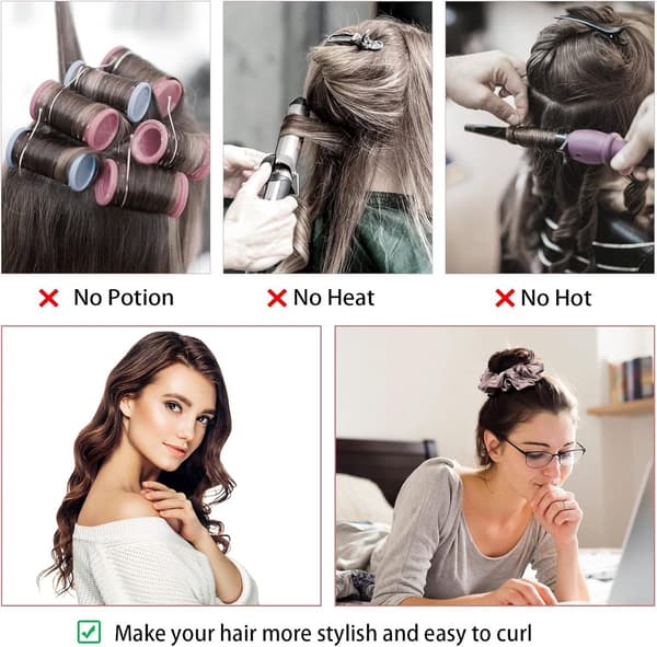 Varmløse Krøller - Hårkrøller - Hårruller - Krøller Uten Varme - Myk Søvnkrøll Scrunchie - For Langt, Medium Hår - Hårkrøller Uten Varme