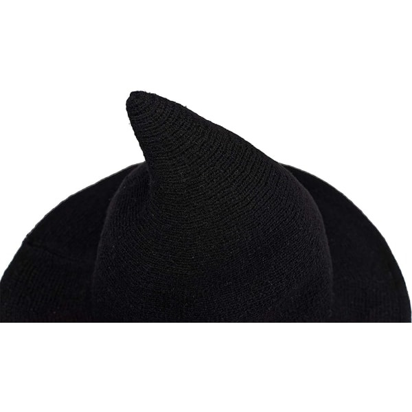 Svarta häxhattar för kvinnor Modern stickad ull trollkarl mössa för Halloween-fest kostym