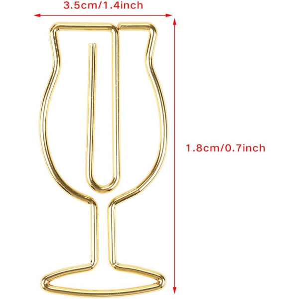TG 8 kpl kultaiset paperiliittimet - Suuret kultaiset paperiliittimet highball-muotoiset