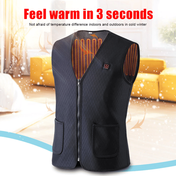 Lämmitetty liivi 5 lämmitysaluetta Musta/Harmaa-yux