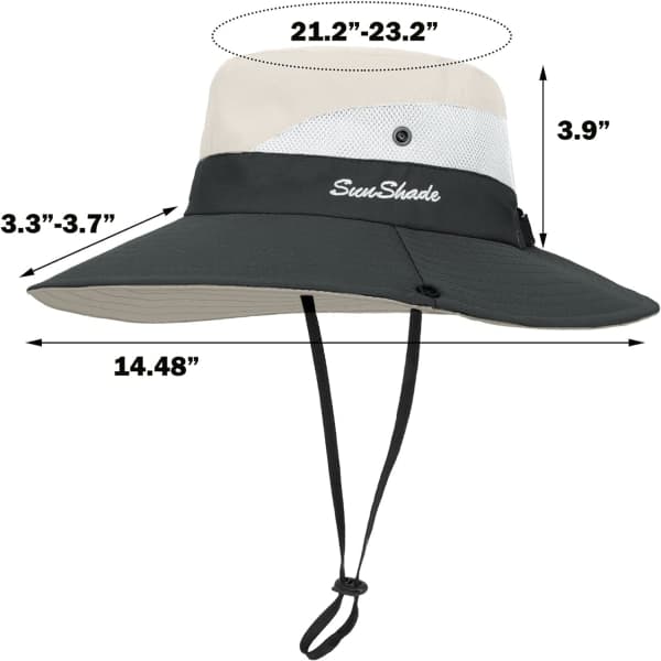 Solhat til kvinder UV-beskyttelse Bucket Hat med hestehale-knaplukning