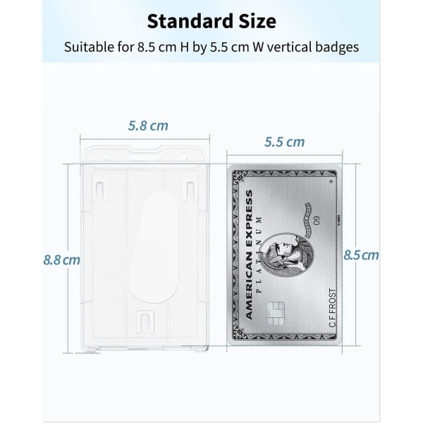 5 stk Vertikale 2-korts Badgeholdere med Tommelåbning Klar Hård PC