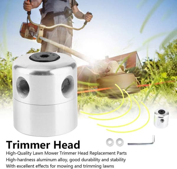 Weed Eater-tråd, gresstrimmerhode i aluminium, trimmerspolehodesett med 4 tråder, klipperkabel, monteringsring og nøkkel, for gressklipper