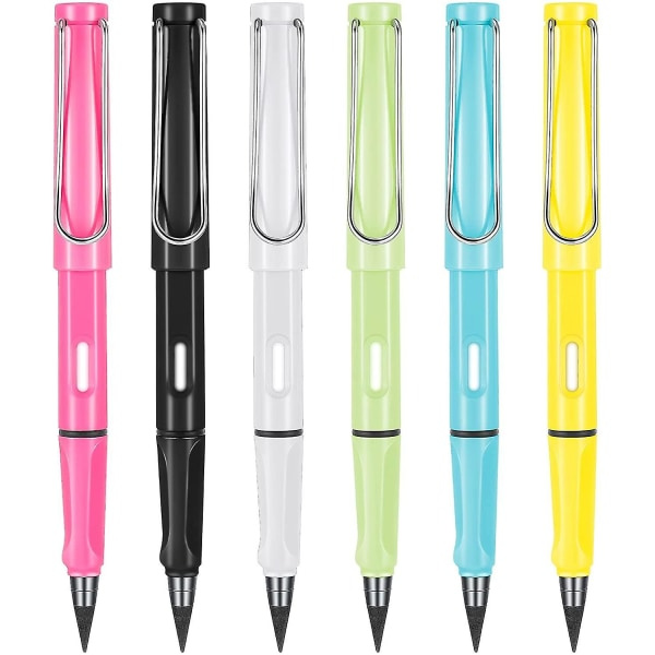 6 stk Bläkfria Penne Bærbar Evig Pen Eternal Pencil No Ink Penna Metal Bläkfri Penna til Børn og Voksne