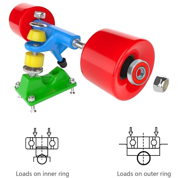 30 st 608RS Kullager, Friktionsfria Kullager i Kolstål för Skateboard, Longboard, Miniatyrskoter, Rullskridskor, ABEC-9, Svart, Röd, Blå, 2287mm