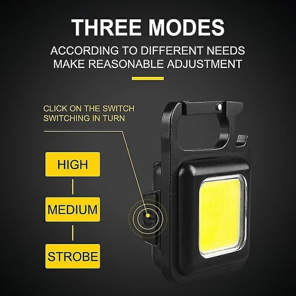 Mini LED COB Taskulamppu, 800 Lumenia COB Avaimenperä Taskulamppu tai Latautuva Mini LED Avaimenperä Taskulamppu