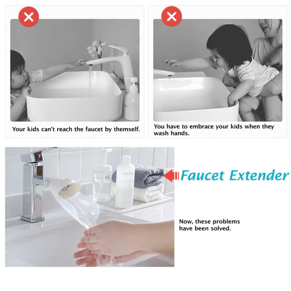 Galaxy 3-nivå Wasserhahn Extender Kinder Hand Waschen Wasserhahn Extender Passt zu den meisten Wasserhähnen (weiß)