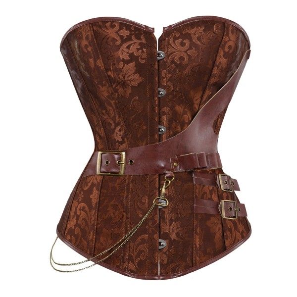 Punk Läder Goth Shapewear Korsett med Bälte Maskeradfest