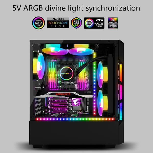 Magnetisk RGB LED-baggrundsbelysning Strip Light Med 4Pin/ARGB Digital PC til Case Lys 5V ARGB 0.04