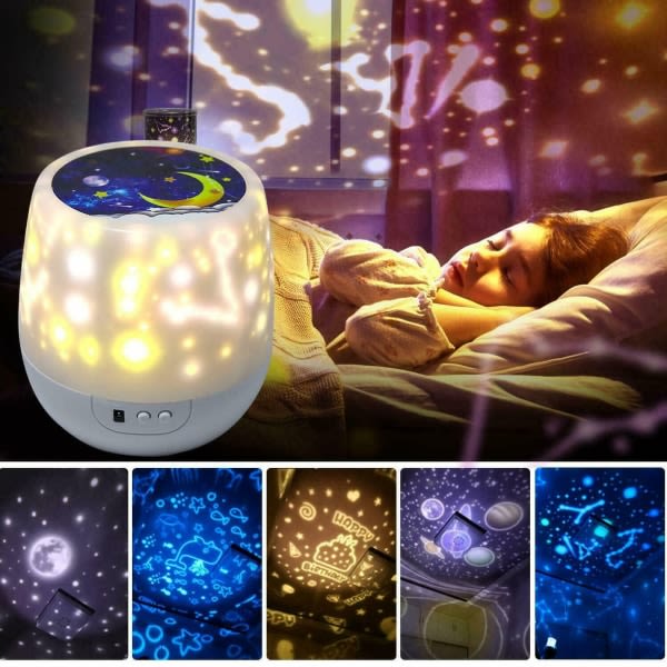 LED nattlampa Sleep Assist och projektor Starry Sky barns nattlampa