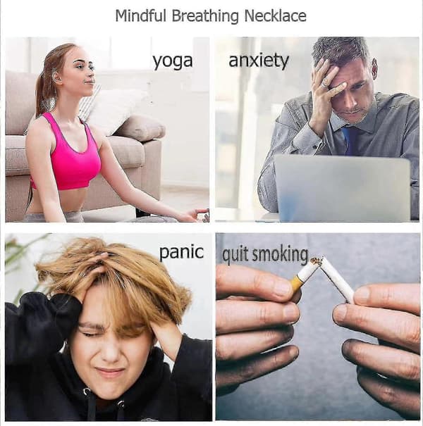 2x Åndedragshalskæde, Angst Stresslindring Halskæde Stop Rygning Hjælpemiddel, Angst Åndedragshalskæde, Calmdeep Åndedræt_yux 2pcs Silver A