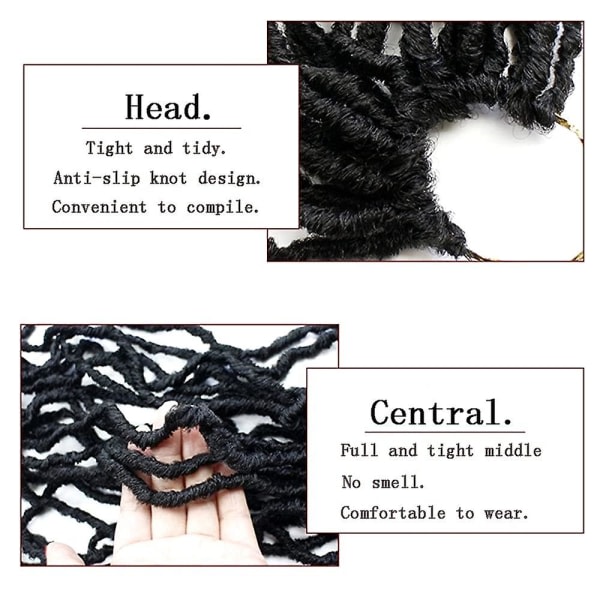 TG Flätad Peruk, Twist Lock Peruk, Värmebeständig Syntet, Tadpole Twist Dreadlock Peruk, Dam 18\" (21 Flätor)