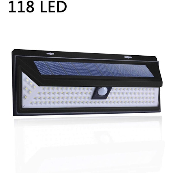 118 LED Solcellelampe 1000 Lumen Væglampe PIR Bevægelsessensor IP65 Vandtæt Udendørs Have..DEBUNS