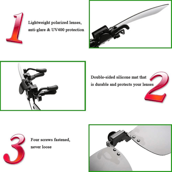Polariserade Clip-on Solglasögon Anti-reflex Körglasögon för Receptbelagda Glasögon