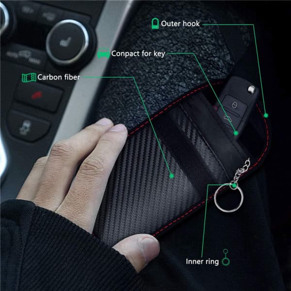 2-pak Anti RFID Bilnøgleetui Signalblokerende Faradaypose Ba-yux