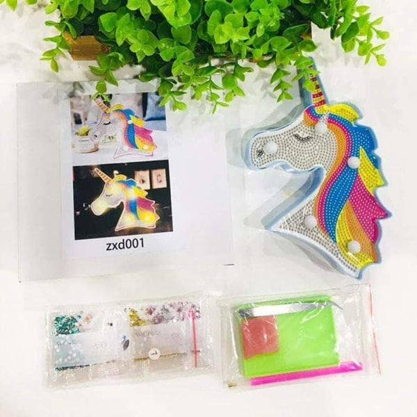 DIY Unicorn Diamantmaleri med LED-lys Full Drill