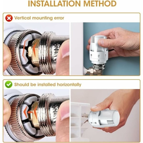 Sett med 4 termostathoder, termostatisk radiatorventil, termostatisk radiatorhode, termostatisk radiatorventil M30 x 1.5..DEBUNS