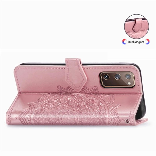 Samsung Galaxy S20 FE - Mandala L?der Fodral - Roséguld Roséguld Roséguld