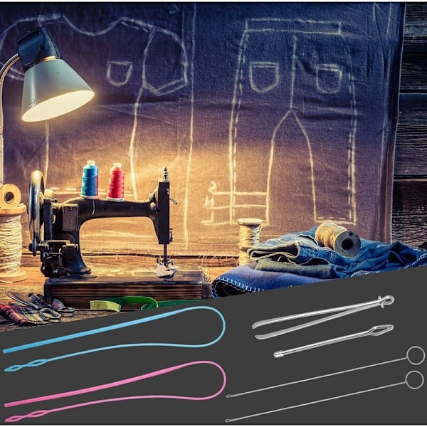 Sætsyning Loop Kit, Inklusive Loop Turner Krog Fleksibel Snor Tråder Metal Pincet Lang Loop Turner Værktøj med Lås til DIY Strikketilbehør