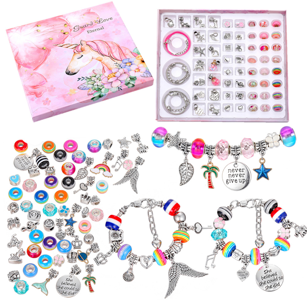 Amazon Bästsäljande Presentask Kristall Armband Barnset DIY Retro Armband Utsökt Smyckespresentask Present color