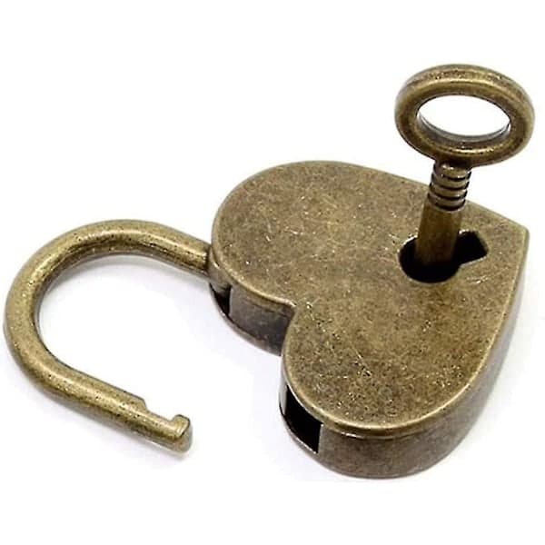 Heart-shaped lock, heart-shaped padlock with key, vintage padlock, mini lock