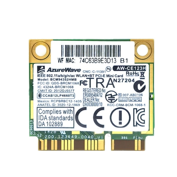 AW-CE123H BCM94352HMB Mini PCIe PCI-express 802.11AC 867 Mbps Trådløst WIFI WLAN Bluetooth-kompatibelt 4.0 nettverkskort