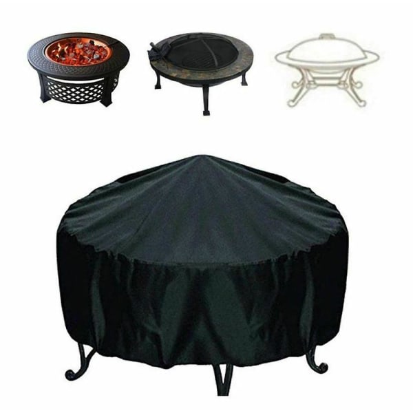 Eldstadsskydd Runt Vattentätt Eldstadstäcke -skydd Polyester Svart Utomhus Runt Grillskydd (diameter 76cm, Höjd 30cm)