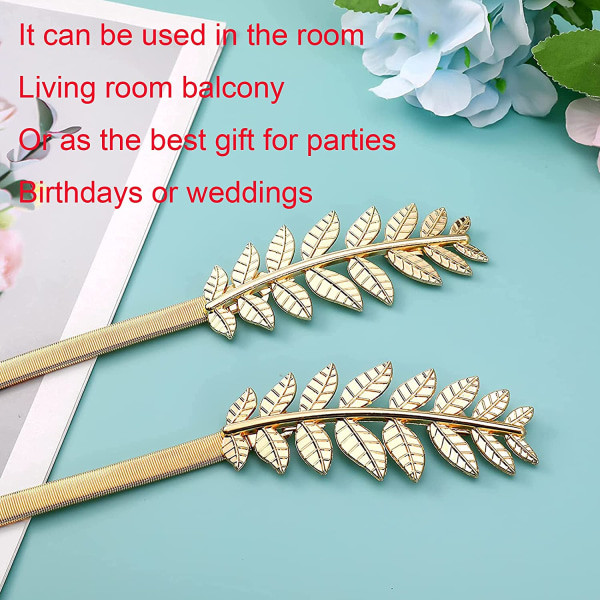 2 stk Gardinholdere Gull Blad Form, Minimalistisk Gardin