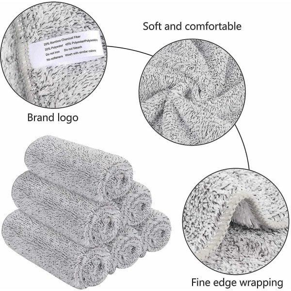 TG Mikrofiber Ansiktshanddukar Ultra Mjuk Bambu Kol Ansiktstvättlappar Ansiktsduk för Bad 12 tum X 12 tum