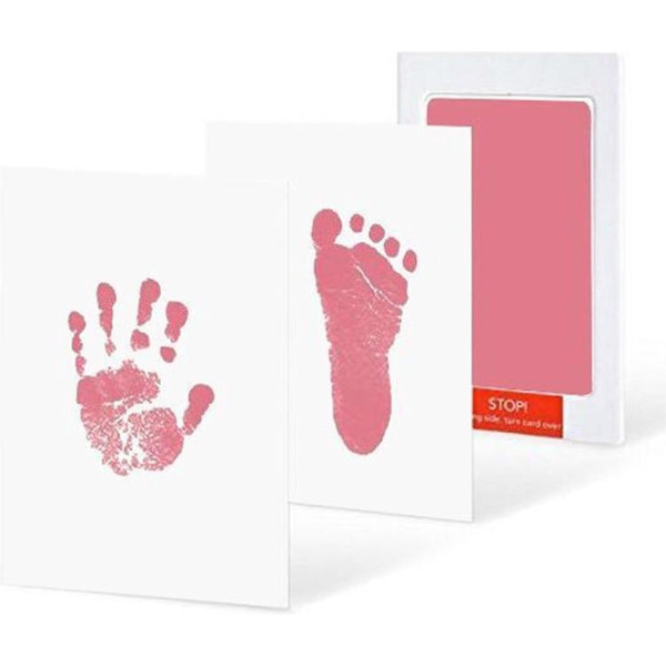 Babyfot- och handavtryck | bläckdyna | rosa