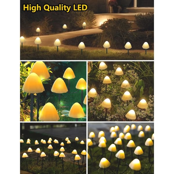 TG 20 LED-solar trädgårdslampor, 8 lägen svampvägsljus utomhus,