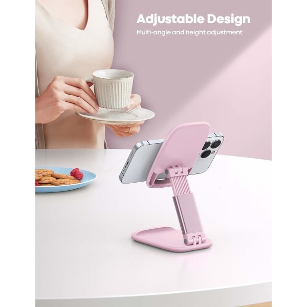 Rosa-(110*80*28MM) Justerbar telefonholder, telefonstativ - sammenleggbar S