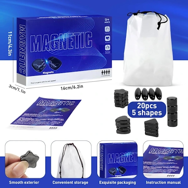 Magnetisk Sjakkspill - Magnetisk Brettspill - Morsomt Magnetisk Brettspill - Puslespill Strategispill - Julegave til Barn 1pcs