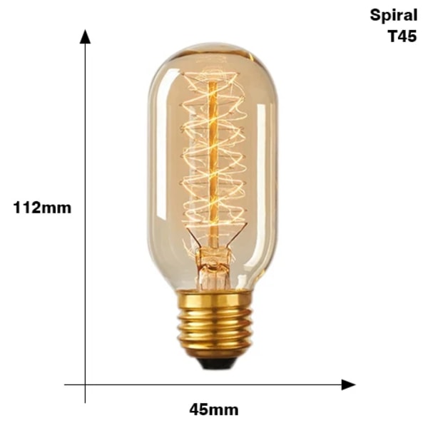 Retro Edison-lamppu E27 220V 40W ST64 G80 G95 G125 Ampulle Vintage Edison-lamppu Hehkulamppu Filamenttilamppu Koti Dekor Spiral T45