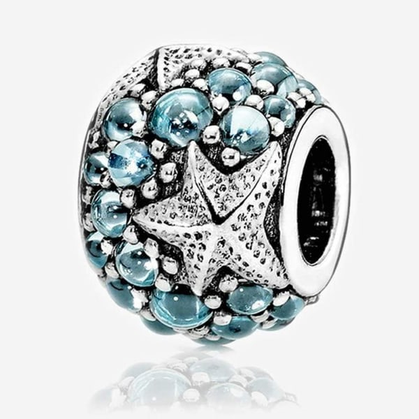 Galaxy Gör-det-själv-pärlor passar Starfish Charm Charms zirkonialla 100 % 925 Sterling Silver (1, mörkblå)