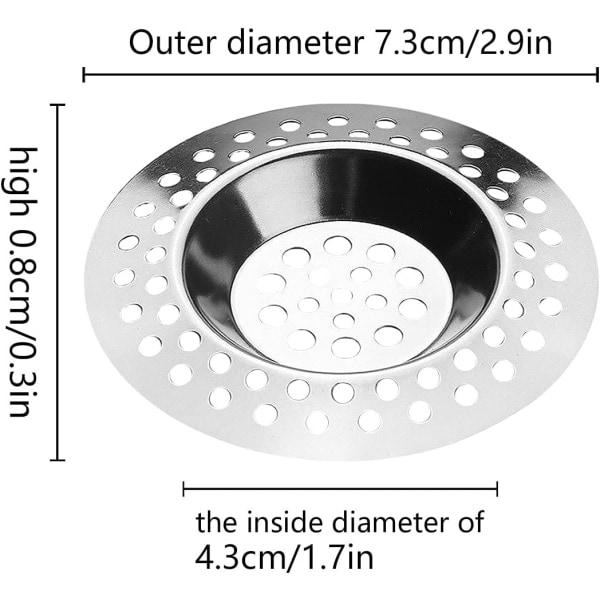 2 Diskbänksfilter, Diskbänksplugg, Skydd, Rostfritt Stål Diskbänksfilter, Rostfritt Stål Diskbänksplugg, Diameter 75 mm