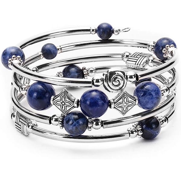 Galaxy Wrap Bohemian Pearl Flerfärgad armband Elastik ställbar hänge kvinnor blå