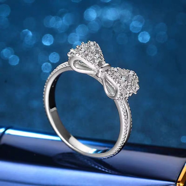 Verkkokaupan kevyt luksus hienostunut käsintehty korujen tarjonta Eurooppalainen ja amerikkalainen platinoitu perhonen sormus mikro-inlay zirkonin muodikkaat korut Platinum plated No. 6