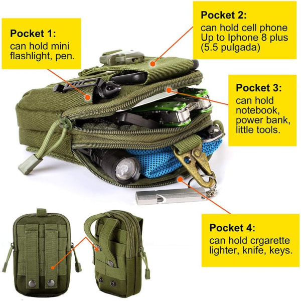 Taktisk bältesväska, 210D Molle EDC midjepaket/ multifunktionsväska