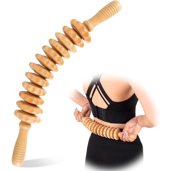 Træterapi massageværktøjer, 12 ruller, 42,7 cm pind, til reduktion af cellulite