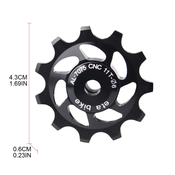 11T Aluminiumlegering 7075 Tett Lager for Jockeyhjul Bakre Växelremskiva for Shimano Sram Bakgir Etc Svart