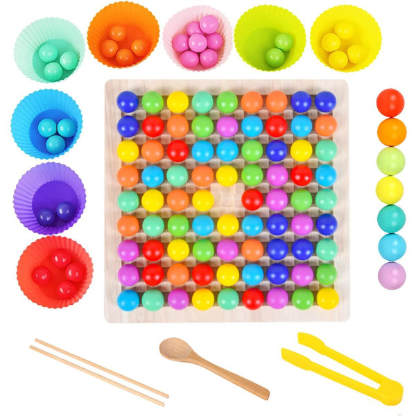 Galaxy Wooden Clip Beads Brädspel, Montessorileksaker, Wooden Bead Pusselleksak, Eliminationsspel