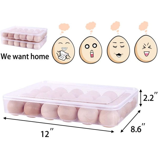 1-pack Kylskåpsäggställ med lock, transparent 24 Devil Egg Tray Organisera