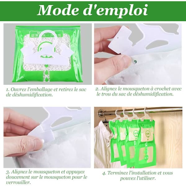 Moisture Absorber for Wardrobe, Anti-Mold Hanging Dehumidifier Anti-Moisture Bag (10-pack)
