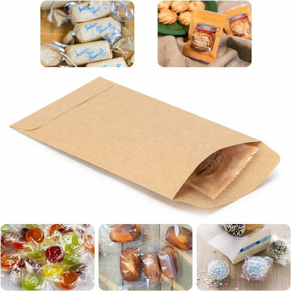 100 stk brune papirsposer Små - 9 x 13 cm, Perfekt til at fylde glædestårer og adventskalender, Mini Kraftpapirposer til hobby til bryllup, jul