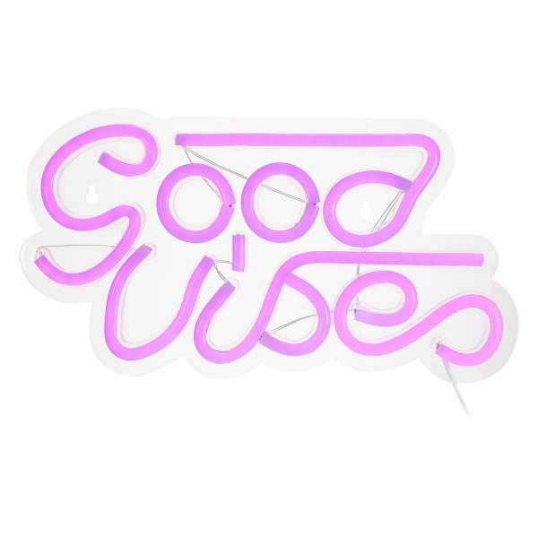 TG LED-vägglampa / Neonskylt - \"Good Vibes\" Rosa